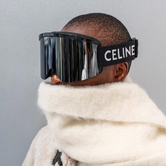 🕶️New Celine CL40302U SKI MASK 01C - Shiny Black Frame, Grey Lenses - Picture 1 of 10